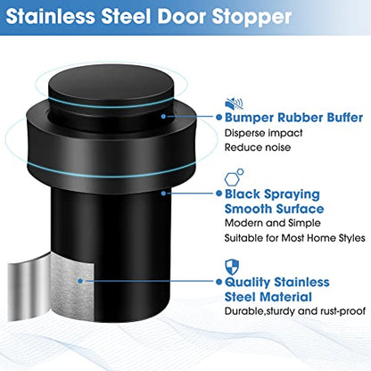 Chumia 6 Pcs Floor Mounted Door Stopper Stainless Steel,Black - color: Black
