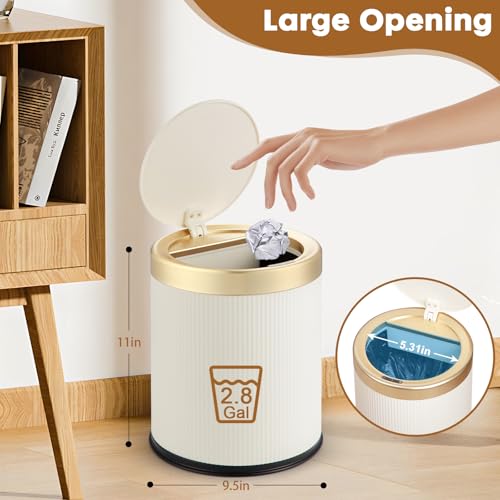 Automatic Bathroom Trash Can with Lid,Motion Sensor Trash cans Smart - color: White, size: 2.8 Gallon