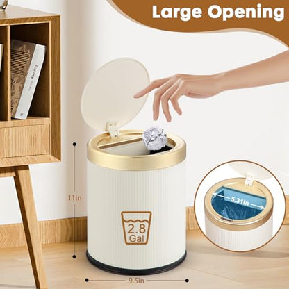 Automatic Bathroom Trash Can with Lid,Motion Sensor Trash cans Smart - color: White, size: 2.8 Gallon