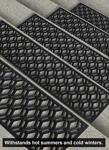 Rubber Stair Treads Non-Slip Outdoor 42”x10” (5-Pack) – Hexagon Anti-Slip Step Mat - size: 42" X 10", style: Hexagon