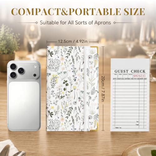 Server Book,7 Pocket Zipper Organizer,Server Books for Waitress - color: Floral3