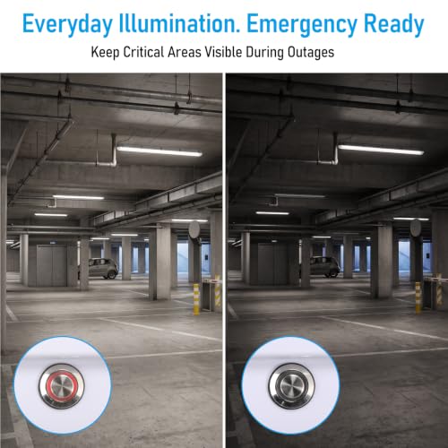 LEONLITE 3CCT 4FT LED Vapor Tight Light, 90-Min Emergency Battery Backup