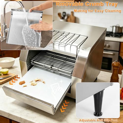 CTJ Commercial Conveyor Toaster 1700W 300 Slices/Hour Conveyor Toaster