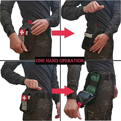 Tactical Ifak Trauma Kit Emergency First Aid Stop The Bleed Ifak Refill, Ifak Med Kit Trauma Refill Military Medical Supplies Kit Pack for Duty Belt - color: GREEN