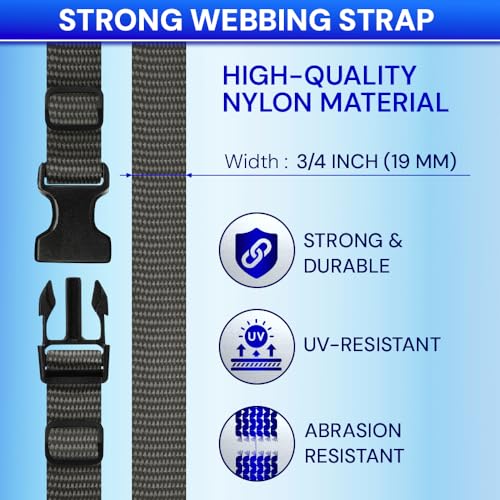 TECEUM 3/4" Nylon Strap Kit with Buckles, Charcoal 6 yards Repair Set - color: Charcoal, size: 3/4" - 6 yards, style: 6 Buckle - 12 Slides - 6 D-rind