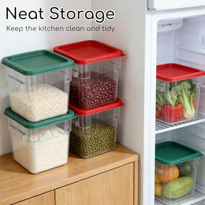 6 Pack 8 Qt Food Storage Containers with Lids, Commercial Clear Square