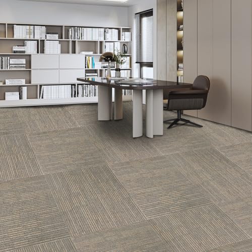 ALTRUISTIC Heavy Duty Bedroom Carpet Tiles, 24" x 24", 18 Pieces/72 sq ft - color: Khaki