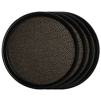 Frcctre 4 Pack 12 Inch Plastic Serving Tray, Round Non-Slip Restaurant Serving Trays Cafeteria Food Service Tray for Home, Party, Events