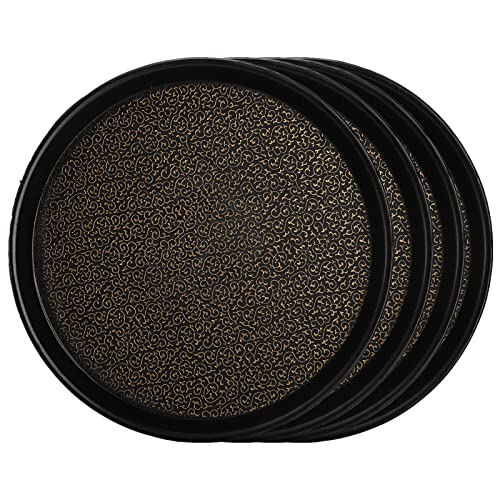 Frcctre 4 Pack 12 Inch Plastic Serving Tray, Round Non-Slip Restaurant Serving Trays Cafeteria Food Service Tray for Home, Party, Events
