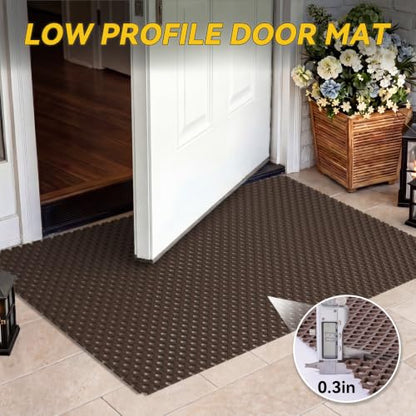 Door Mat Outside Entrance Drainage Waterproof Mat, Brown 24"x36" - color: Browm-a, size: 24"x36"
