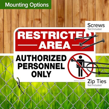 Restricted Area Authorized Personnel Only Sign, 12x18 Inches, 55 mil thick - size: 12x18 Polyethylene