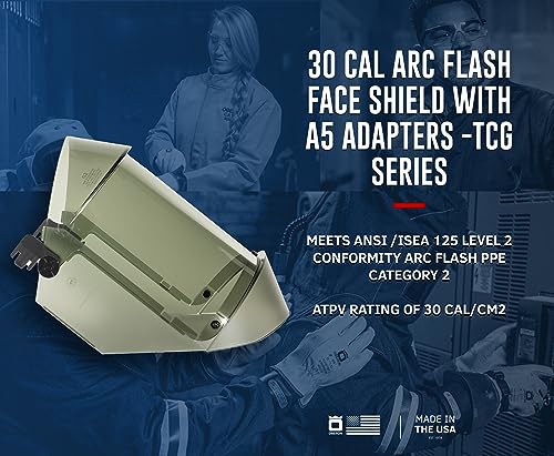 Oberon Arc Flash Face Shield - 30 Cal - Hard Cap and Adapter Options - TCG Series - size: 1 Count (Pack of 1), style: A5 Adapters