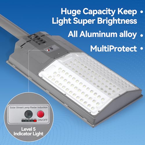 10500W Solar Street Lights Outdoor, 650000LM 7000K Solar Parking Lot Lights Dusk to Dawn 40000mAh IP67 Waterproof Pole Security Flood Lamps with Motion Sensor and Remote for Yard, Garage, Driveway - size: 136A-L