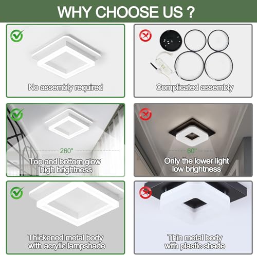 CANEOE 32W Square Hallway Light, Modern Flush Mount Led Ceiling Light,White Acrylic Close to Ceiling Lights for Bedroom Dining Room Kitchen Balcony Bathroom Aisle Ceiling Lamp (Cool White,6000K) - color: White, size: 1 Pack