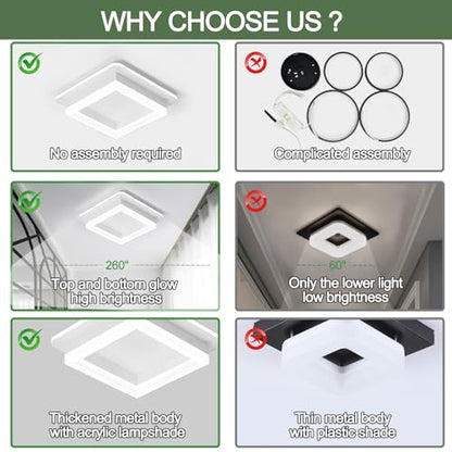CANEOE 32W Square Hallway Light, Modern Flush Mount Led Ceiling Light,White Acrylic Close to Ceiling Lights for Bedroom Dining Room Kitchen Balcony Bathroom Aisle Ceiling Lamp (Cool White,6000K) - color: White, size: 1 Pack