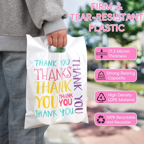 9x12 White Thank You Bags for Small Business with Colorful Font, 100PCS - color: Colorful Thank You Bags