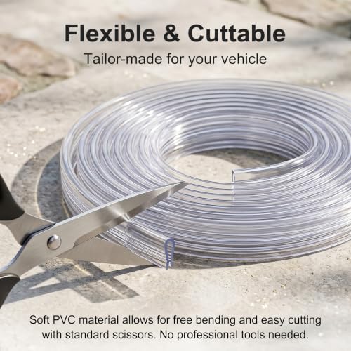 Car Door Scratch Protection Strip, 16.4 Ft U-shaped Flexible Entry Guard, Scratch-resistant Cushioning Trim with Non-slip Inner, DIY Cuttable Accessory for Cars Trucks SUVs (Transparent)