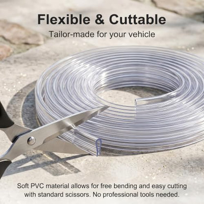 Car Door Scratch Protection Strip, 16.4 Ft U-shaped Flexible Entry Guard, Scratch-resistant Cushioning Trim with Non-slip Inner, DIY Cuttable Accessory for Cars Trucks SUVs (Transparent)