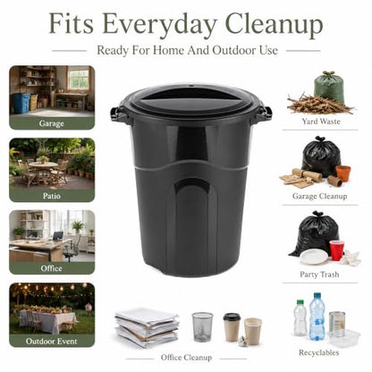 20 Gallon Heavy Duty Trash Can with Click-Lock Lid and Handles, Black - size: 20