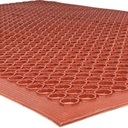 NoTrax 3' x 3' Anti-Fatigue Lightweight Restaurant Rubber Floor Mat with - color: Red, size: 3' x 3'