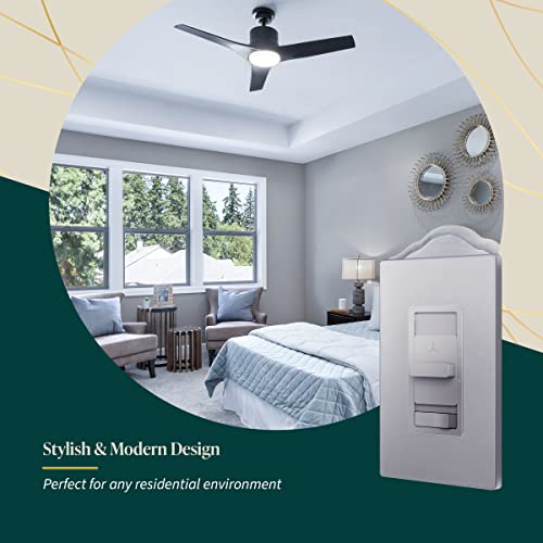 TOPGREENER Ceiling Fan Control and Light Switch, 3-Speed, Silver - color: Silver, size: Light Switch with Fan