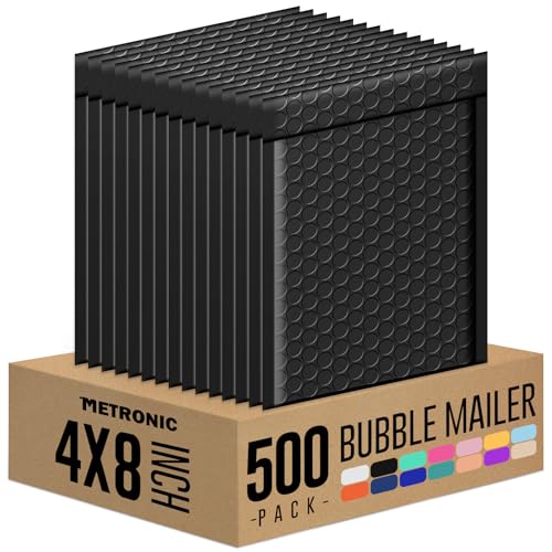 Metronic Bubble Mailer 4X8 Inch Black 500 Pack,Waterproof Padded Envelopes,Self-Seal Small Bubble Mailers Cushioning Bubble Envelopes for Shipping,Jewelry Makeup Supplies, Packaging Bulk - color: Black, size: 4X8" 500PC