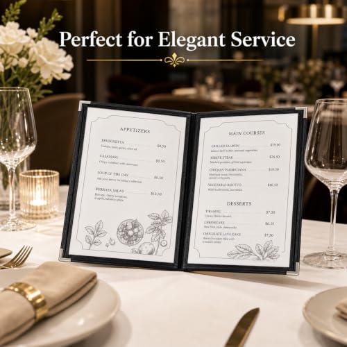 WOPPLXY 2 Pack Menu Covers, 8.5" x 11" Transparent Menu Covers, 6 Page 12 View Restaurant Menu Covers Menu Books Holder Fits A4 Size Paper, Menu Folder Menu Sleeves for Restaurant Bar Cafe