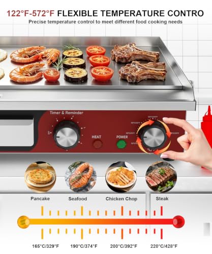 18" Commercial Electric Griddle with 5 Minute Reminder Timer, 1500W - size: 18"