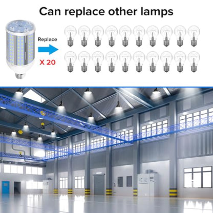 HJFF 500W Equivalent Led Bulb 8750Lumen 60W 6000K Cool Daylight White E26/E27 Medium Base Led Corn Bulb for Outdoor Indoor Garage Warehouse Backyard - style: 60W 5000K