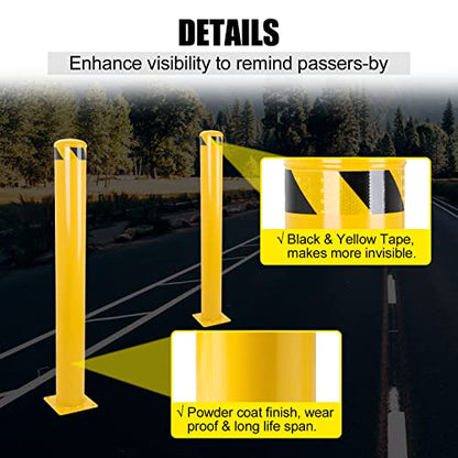 Safety Bollard, 42 Inch Height Yellow Steel Bollard Post, 4.5 Inch Diameter Pipe Safety Post, Durable Steel Safety Bollard Fits for Traffic Sensitive Area - size: 42x4.5