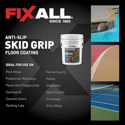 FIXALL Skid Grip Anti-Slip Coating, 5 Gallons, Smoke, Exceeds ADA Standards, Ideal for Safety Areas, Slip-Resistant Pavement, Cement & Concrete Paint - color: Smoke, size: 640 Fl Oz (Pack of 1)