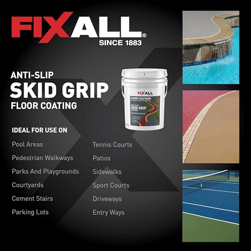 FIXALL Skid Grip Anti-Slip Coating, 5 Gallons, Emerald, Exceeds ADA Standards, Ideal for Safety Areas, Slip-Resistant Pavement, Cement & Concrete Paint - color: Emerald, size: 640 Fl Oz (Pack of 1)