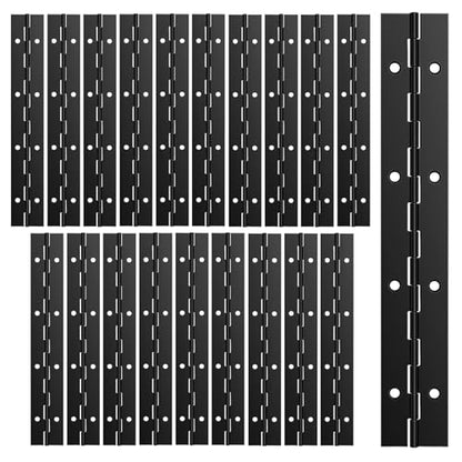 MANCHAP 20 PCS Continuous Piano Hinges, 8 x 1.1 Inch Stainless Steel 0.03 inch Leaf Thickness Black Folding Hinges for Cabinets, Door, Wooden Box