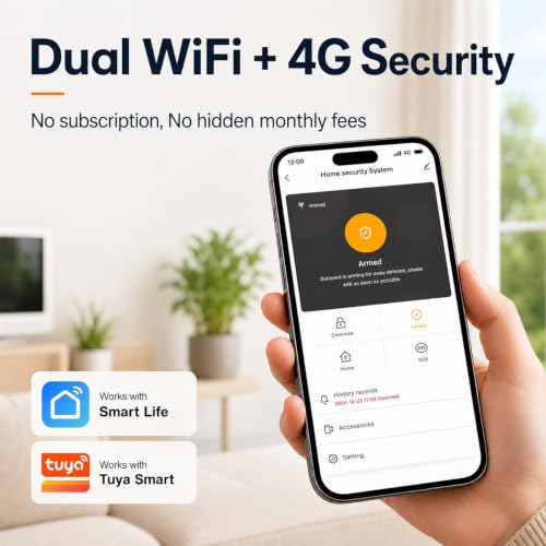 Wireless Home Alarm System, 24 Pcs, WiFi+GSM/4G, No Monthly Fees