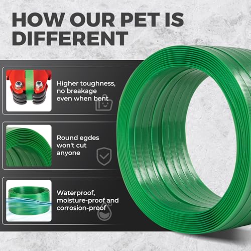 Pallet Banding Strapping Kit, Packaging with Green 5/8" x 1000 Ft PET Strap