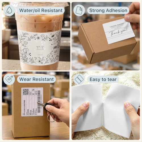 4" x 3" Thermal Labels, White, 500 Labels/Roll - color: White