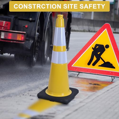 OrangeStar 8-Pack 28" Traffic Cones, Yellow Safety Cones - color: Yellow, size: 28in