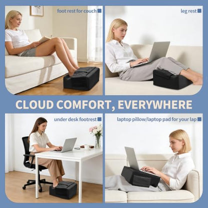 Under Desk Footrest with Rocking Base & Warming Cover, Black Velvet - color: Black, size: 12.6" L x 15" W x 7.3"
