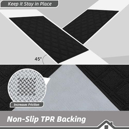 BEQHAUSE Dirt Trapper Door Mat 36" x 60" Non-Slip Washable, Black - color: Black, size: 36" X 60" (Rectangular)