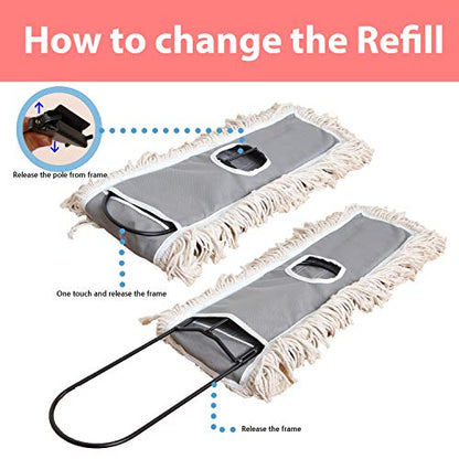 2 Pack of 24 Cotton Refills for Industrial Class Floor Dust mop Series Can be fit with Others - size: 1 Count (Pack of 2)