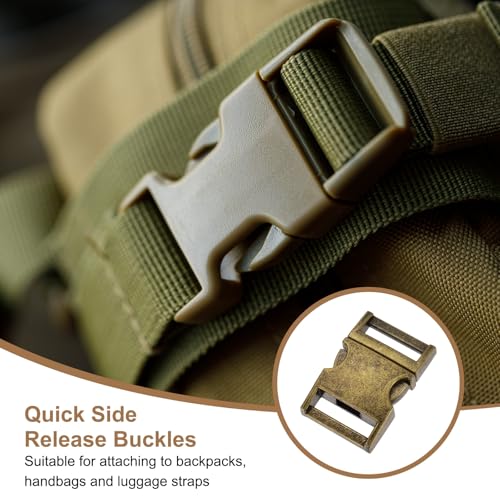 HARFINGTON Metal Quick Side Release Buckles Zinc Adjustable Quick Release Buckle Replacement Snaps Clips Clasps - color: Bronze, size: 3/4"(20.5mm)