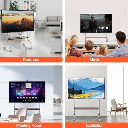 Easel Rolling TV Stand for 32-75" TVs, Stainless Steel TV Cart with Shelf - size: Style 1