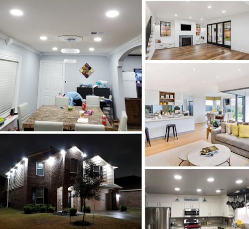 24 Pack 6 Inch Ultra-Thin LED Recessed Ceiling Light with Junction Box, 6000K Daylight celinglight 12W 110W Eqv, can lgihts,LED Downlight, 1050LM High Brightness (6000K-24PACK, 6 Inch) - size: 6 Inch-24Pack