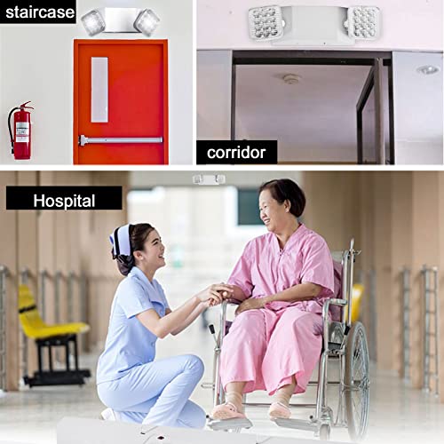 6 Pack LED Emergency Lights Fixture, Commercial Emergency Lights with Battery Backup, Square 2 Head Adjustable Emergency Light for Home & Business, Emergency exit Sign Light AC110V-277V - color: 6 Pack
