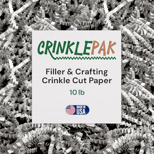 10 LB USA Made crinkle paper filler | Paper Shred Filler for Shipping packages, Gift Wrap, Great packing paper for gift basket filling, Birthdays, Weddings, and Anniversaries | Gray - color: Gray, size: 10 LB