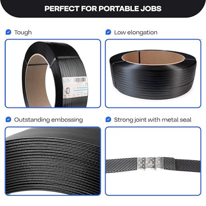 IDL Packaging 1/2" x 7200' Polypropylene (PP) Strapping Roll, USA-Made - size: 1/2" x 7200' (16x6" Core), 600 lbs BS
