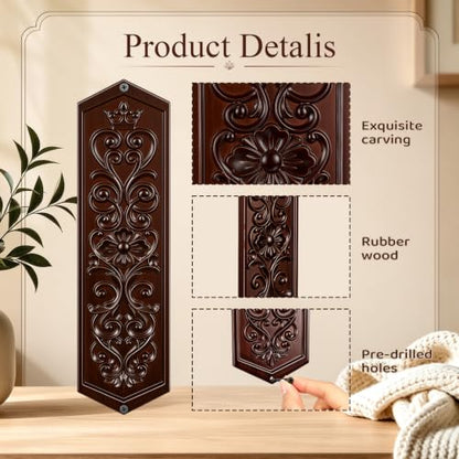 Junkin 2 Pcs Door Push Plates, Rubberwood Door Decoration, 10.24" x 2.91"