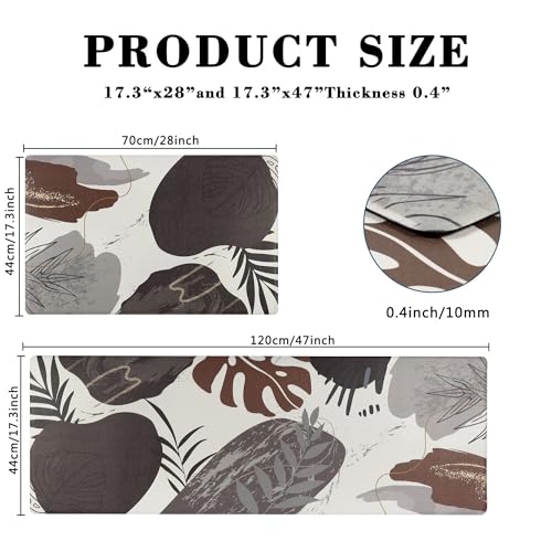 Homcomoda Kitchen Rugs and Mats Set of 2 Non Skid Kitchen Mats for Floor 2 Piece Cushioned Anti Fatigue Kitchen Rugs Sets PVC Comfort Floor Mat for Kitchen Office Sink, B Dark Grey - color: B Dark Grey, size: 17.3"x28"+17.3"x47"/0.4inch