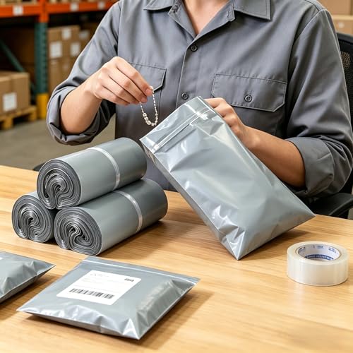 100 Pcs Grey 5.9×9.8 Inch Thick Poly Mailers, 11 Mil Heavy Duty Self-Adhesive Waterproof Tear-Proof Shipping Bags For Clothing Parcel Delivery