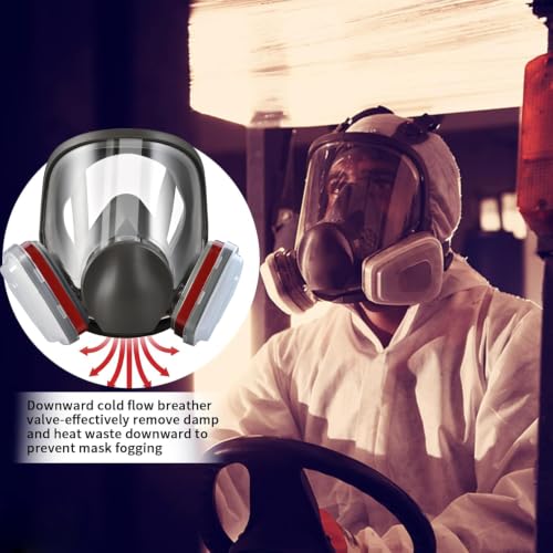 Full Face Dust Mask, Reusable Full-Face Mask, Full Face Cover Mask with for Paint, Against Dust - color: Grey